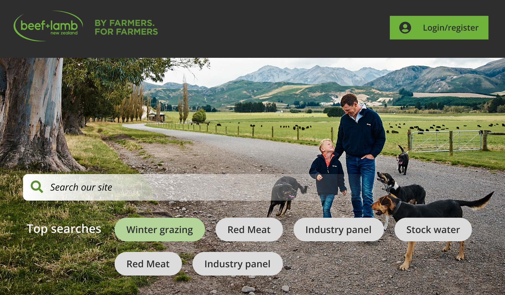 Screenshot of Beef + Lamb New Zealand website